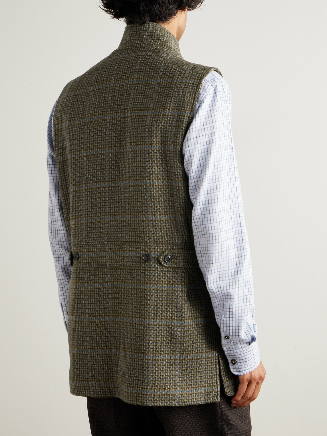 Purdey - Faux Suede-Trimmed Wool-Tweed Gilet - Brown