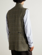 Purdey - Faux Suede-Trimmed Wool-Tweed Gilet - Brown