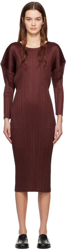 Photo: PLEATS PLEASE ISSEY MIYAKE Burgundy Monthly Colors February Maxi Dress
