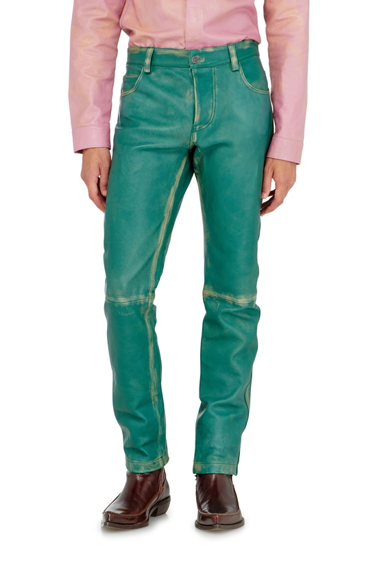 Photo: Diesel Pants in treated leather - Pants Mens in Green