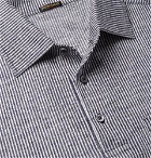 Rubinacci - Striped Slub-Linen Polo Shirt - Storm blue