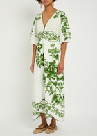 Farm Rio Floral-print Linen-blend Maxi Dress Green