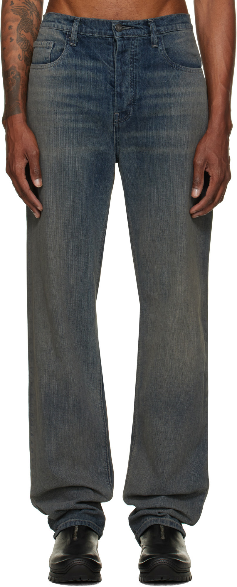ALEXANDER DIGENOVA Black Straight Leg Duct Tape Jeans Alexander