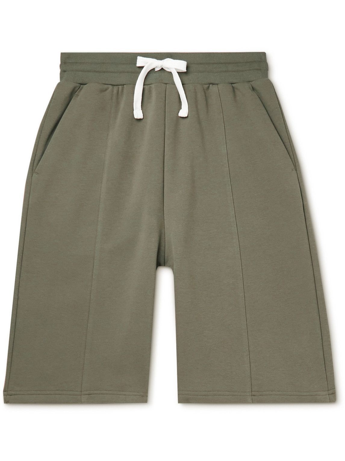 Photo: Ermenegildo Zegna - Wide-Leg Cotton-Blend Jersey Drawstring Shorts - Green