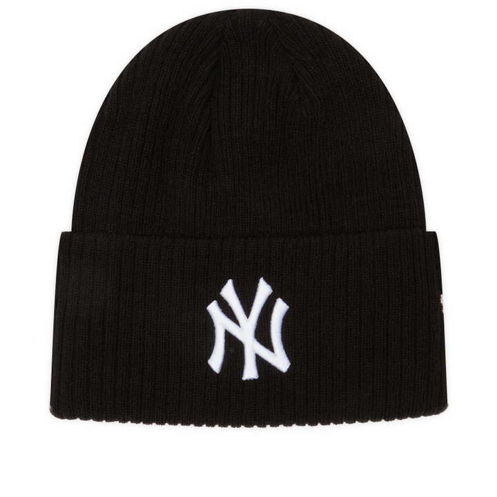 Photo: New Era New York Yankees Wide Cuff Beanie Hat in Black 