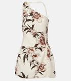 SIR Floral one-shoulder linen minidress