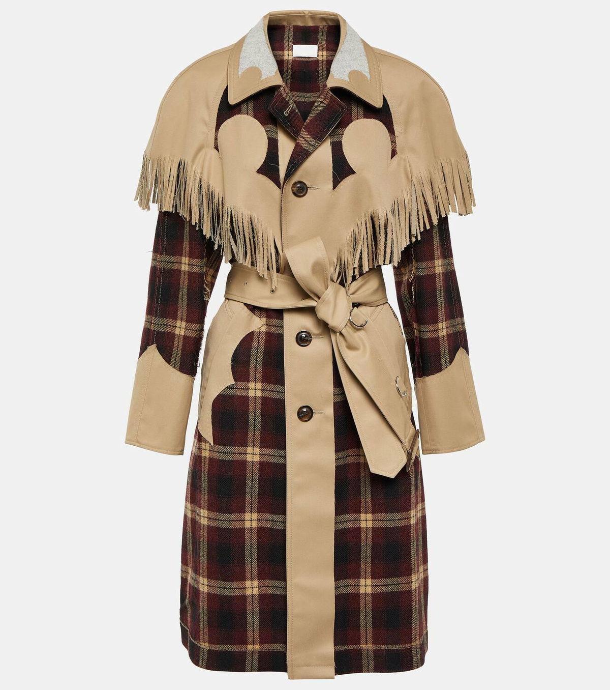 Maison Margiela Fringed checked trench coat Maison Margiela