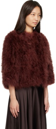 Yves Salomon Brown Feather Jacket