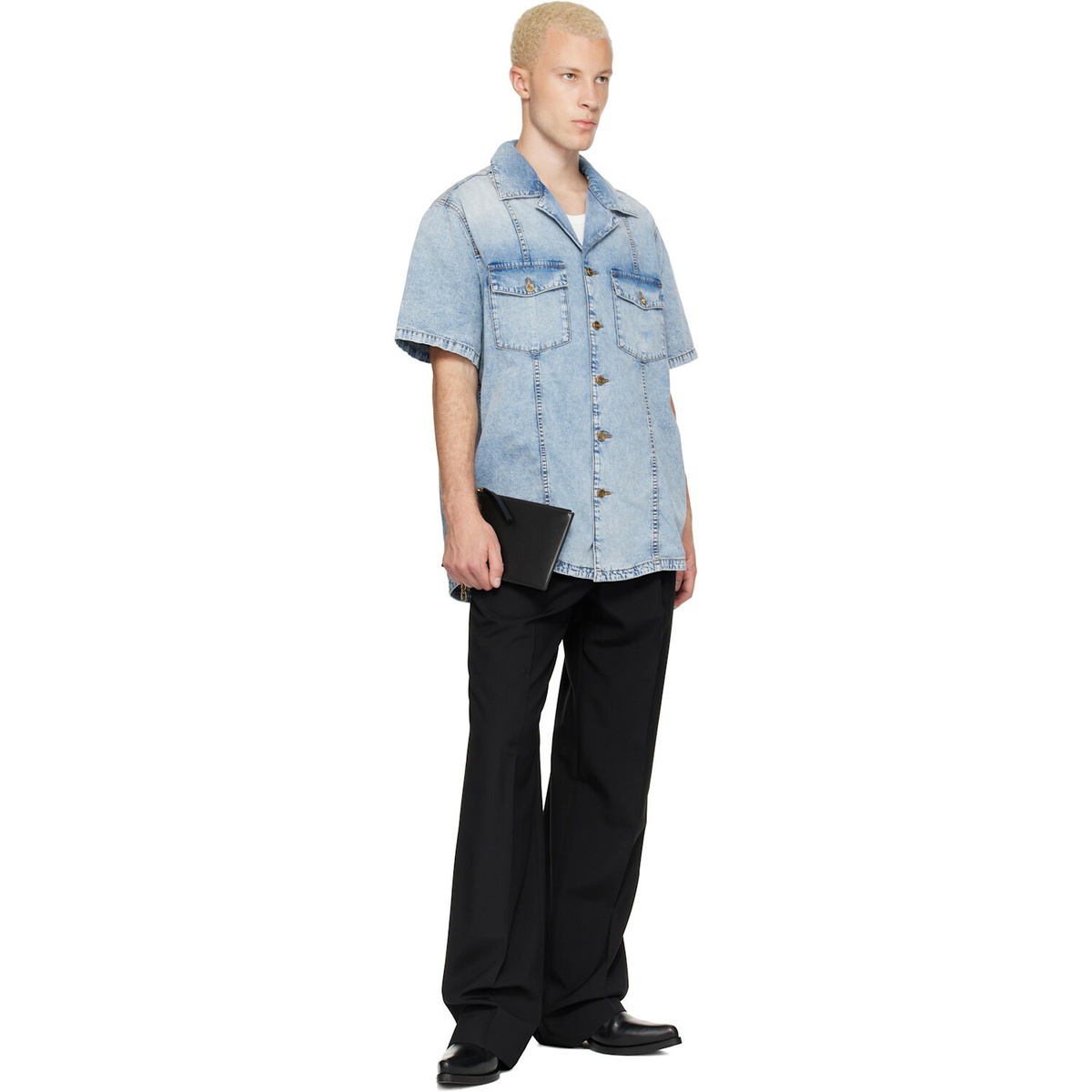 BALMAIN Blue Denim Shirt