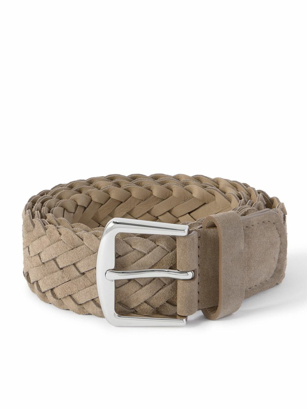 Photo: Loro Piana - 4cm Woven Suede Belt - Brown
