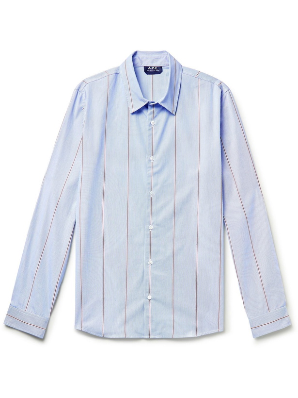 Photo: A.P.C. - Striped Cotton-Poplin Shirt - Blue