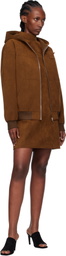 AO Yes Brown Hooded Faux-Suede Jacket