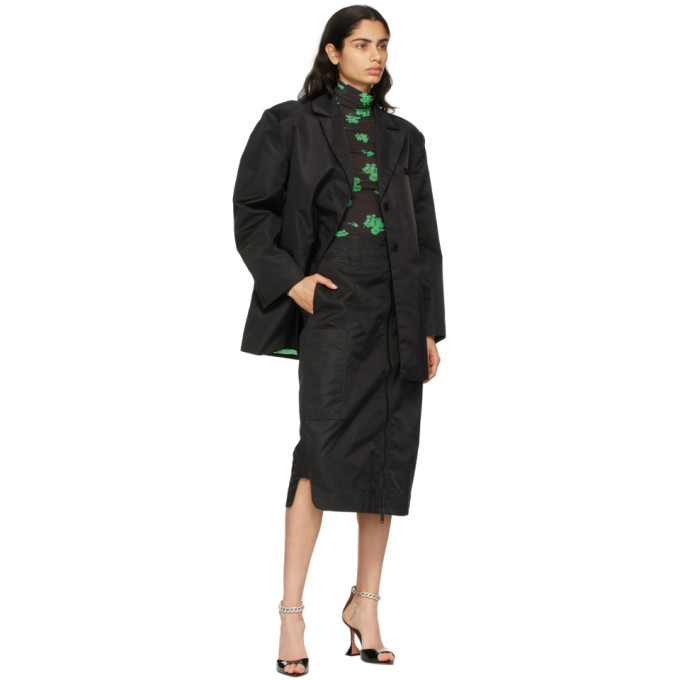 GANNI Black Nylon Oversized Blazer