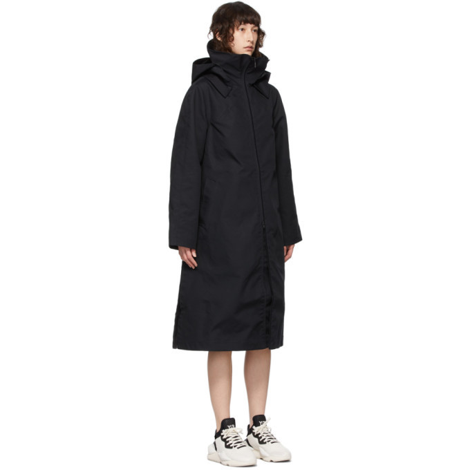 Y-3 Black Bonded Hooded Racer Coat Y-3