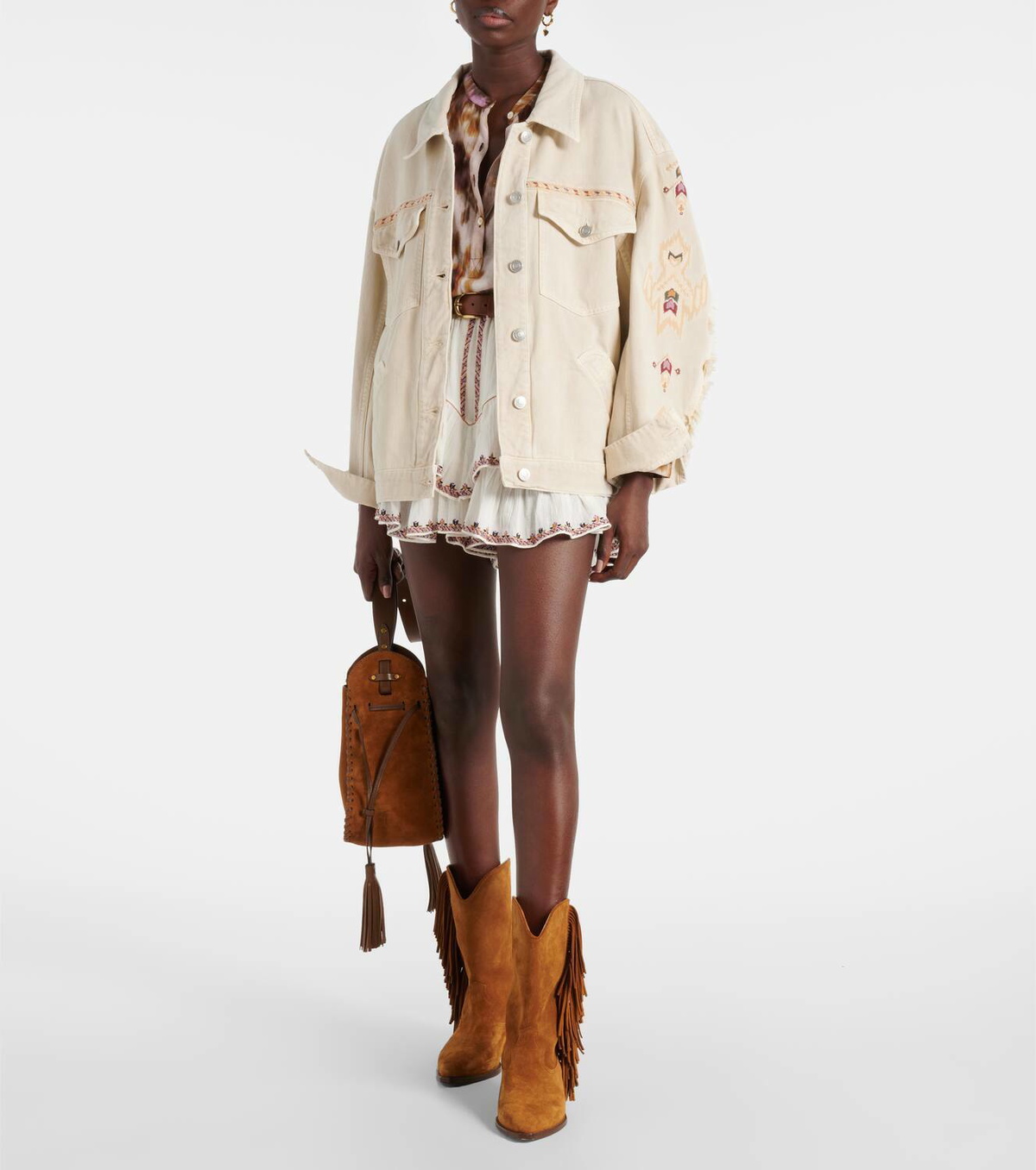 Marant Etoile Manona embroidered denim jacket