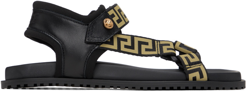 Versace Black Greca Sandals Versace