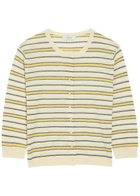Vince Striped Cotton and Cashmere-blend Cardigan Yellow