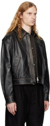 COOR Brown Padded Shoulder Leather Jacket