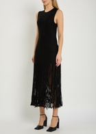 Alaïa Fringed Open-knit Midi Dress Black
