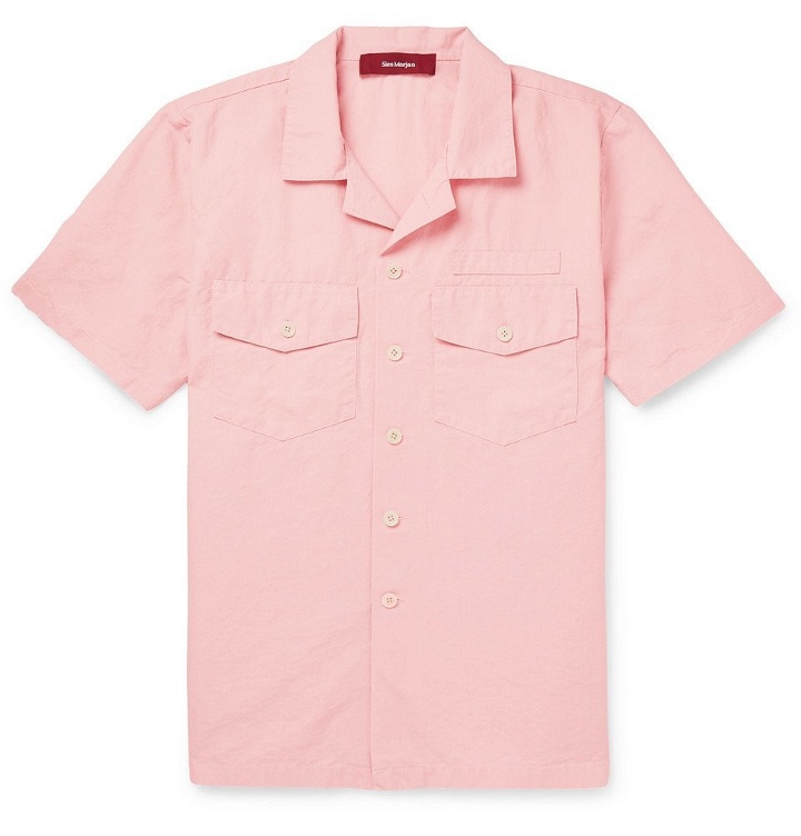 Photo: Sies Marjan - Dean Camp-Collar Cotton and Silk-Blend Twill Shirt - Men - Pink
