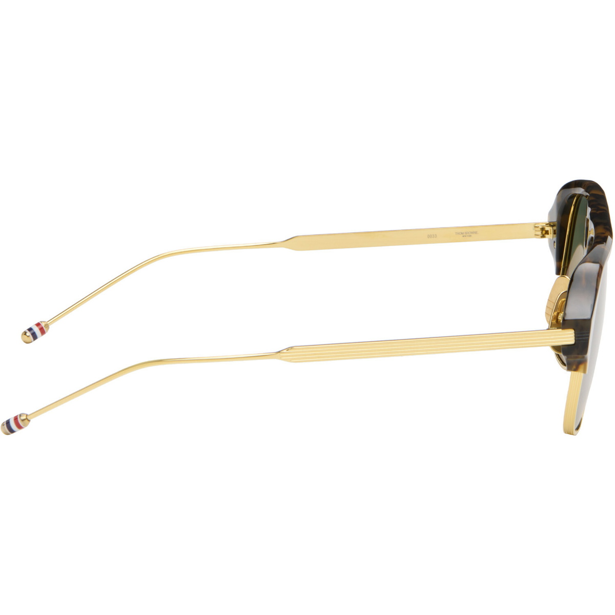 Thom Browne Brown Acetate & Titanium Aviator Pilot Sunglasses