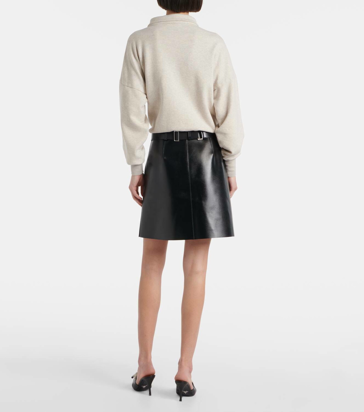 スカート PRADA Leather Skirt IT40 Prada mirrror-embroidered leather skirt - The AP Archive