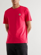 Moncler - Logo-Appliquéd Printed Cotton-Jersey T-Shirt - Pink