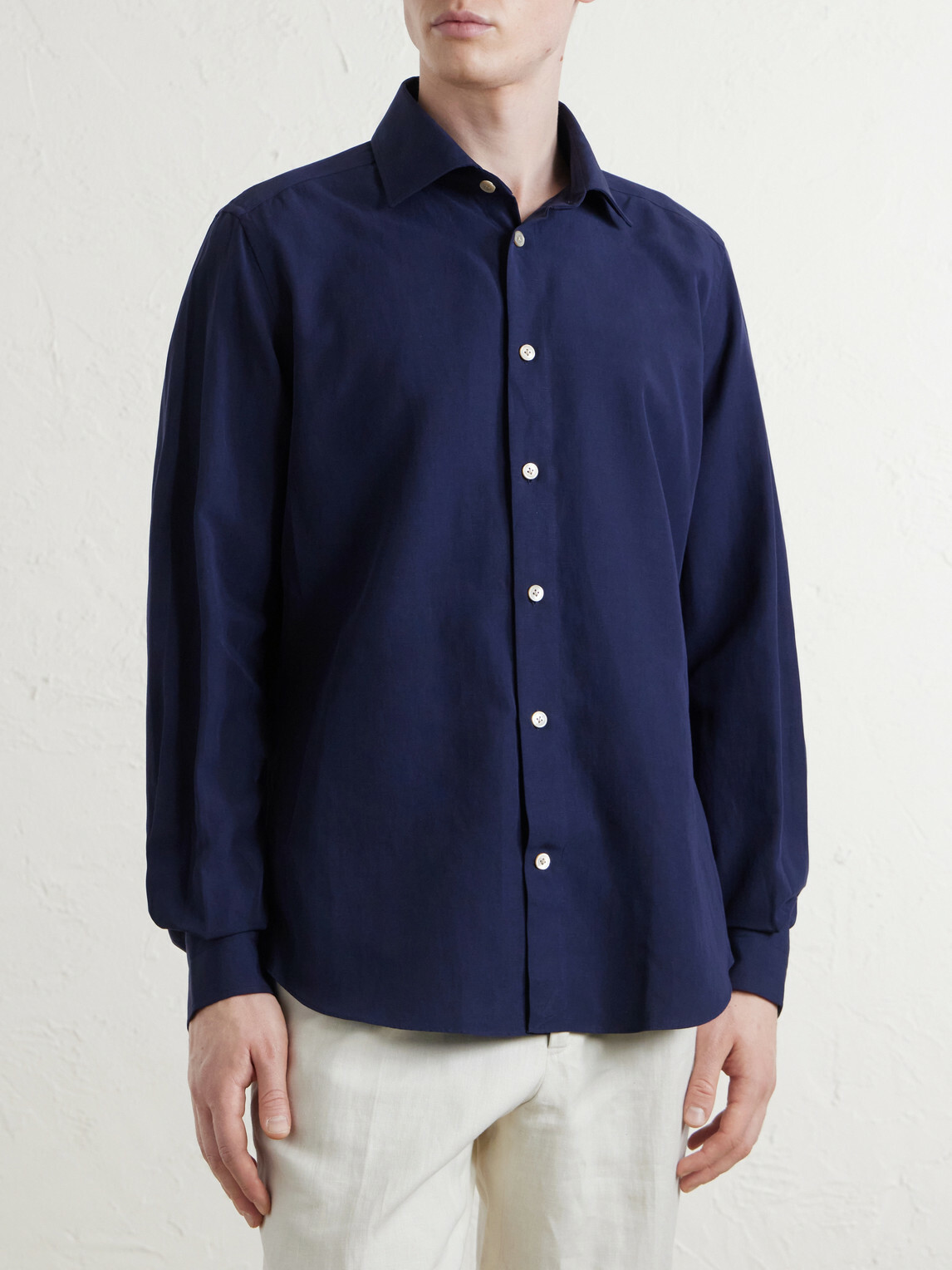 Eleventy - Lyocell, Linen and Cotton-Blend Shirt - Blue