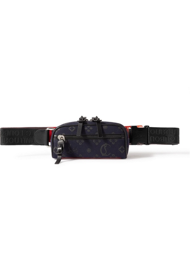 Photo: CHRISTIAN LOUBOUTIN - Blaster Leather and Rubber-Trimmed Cotton-Canvas Belt Bag