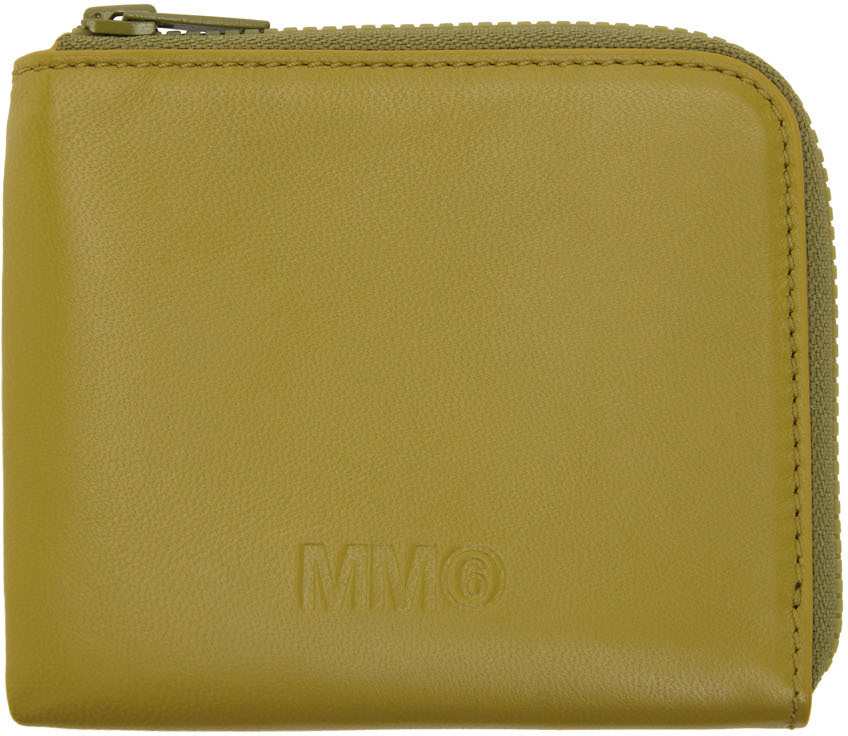 MM6 Maison Margiela Green Leather Zip-Around Wallet MM6 Maison