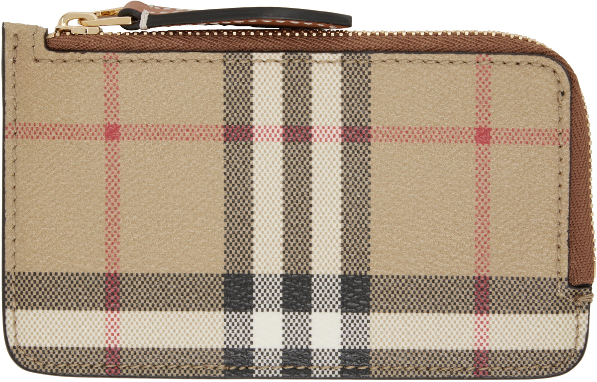 Burberry Beige Check Zip Card Holder