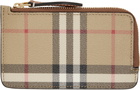 Burberry Beige Check Zip Card Holder