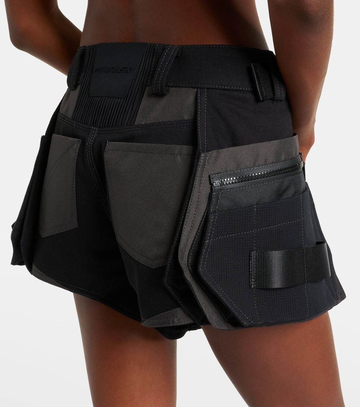 Mugler Belted low-rise cotton cargo shorts