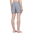 Thom Browne Navy and White Striped Seersucker Drawcord Shorts
