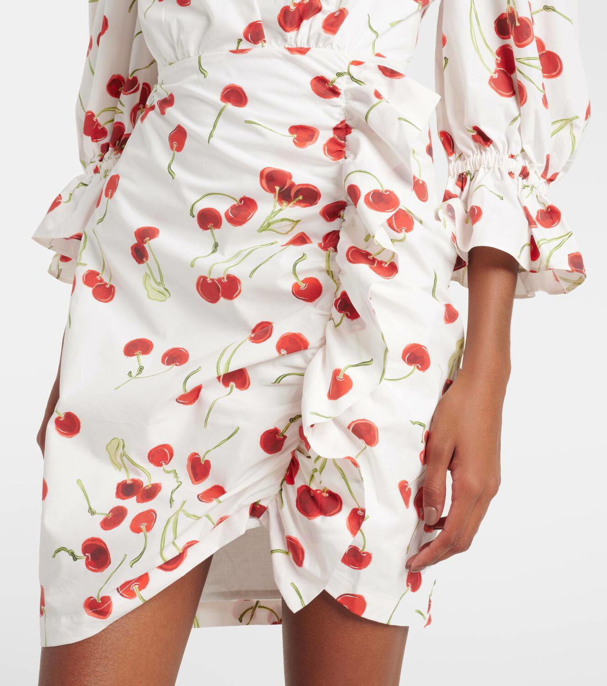Adriana Degreas Puff-sleeve cotton-blend minidress