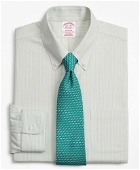 Brooks Brothers Men's Cool Madison Relaxed-Fit Dress Shirt, Non-Iron Stripe | Green