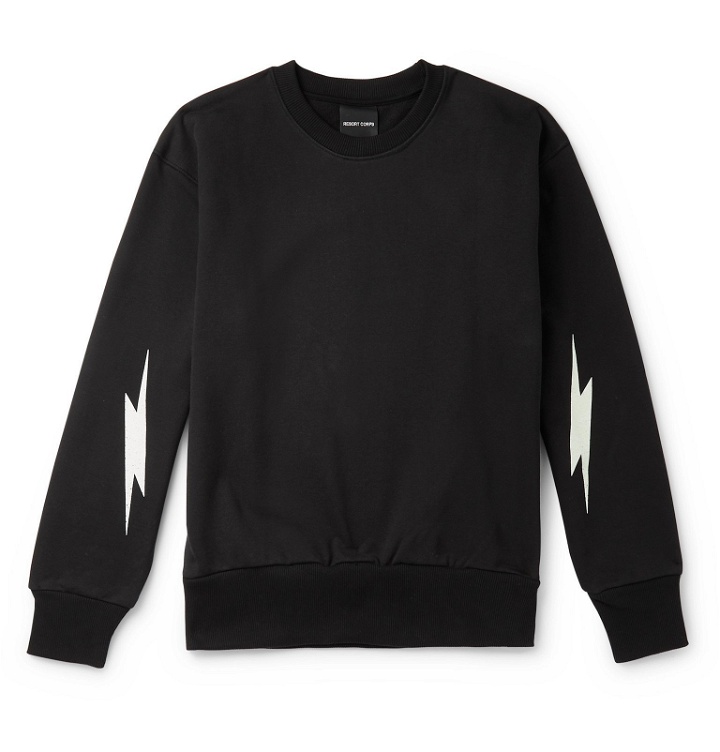 Photo: Resort Corps - Glow-in-the-Dark Printed Loopback Cotton-Jersey Sweatshirt - Black