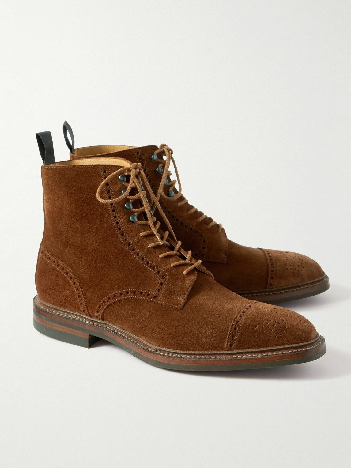 George Cleverley - Toby Suede Brogue Boots - Brown George Cleverley