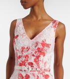 Monique Lhuillier Belted floral midi dress