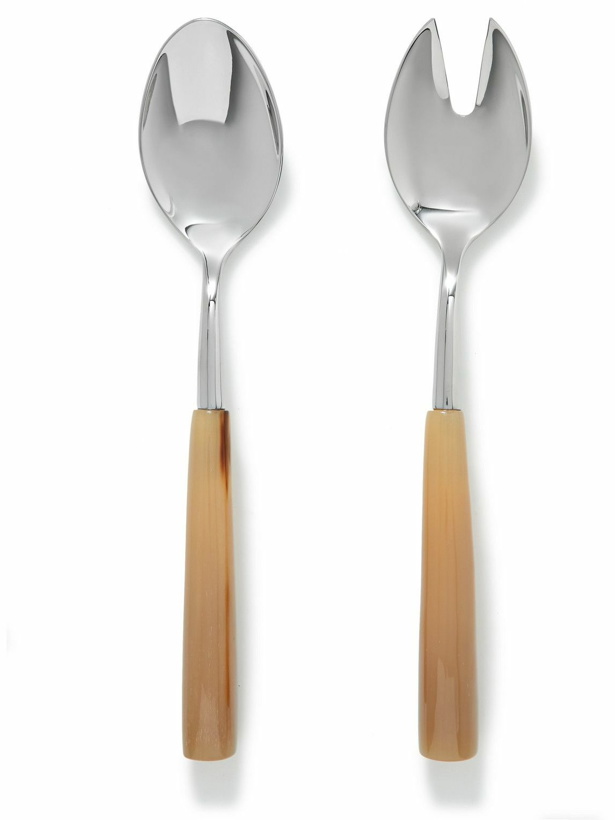 Photo: Brunello Cucinelli - Set of Two Silver and Horn Serving Spoons