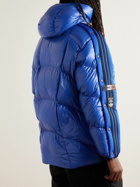 Moncler Genius - adidas Originals Beiser Tech Jersey-Trimmed Quilted Glossed-Shell Hooded Down Jacket - Blue