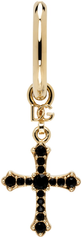 Photo: Dolce & Gabbana Gold & Black Cross Single Earring