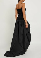 Stella Mccartney Asymmetric Bubble Knit and Shell Mini Dress Black