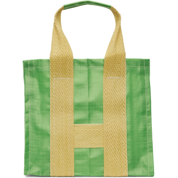 Photo: Comme des Garcons Shirt Green and Yellow Large Poly Tote