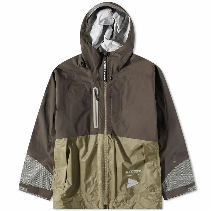 Photo: Adidas Men's Terrex x and wander Xploric Rain Ready Jacket in Shadow Olive/Olive Strata