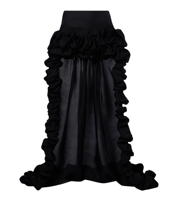 Photo: Saint Laurent Asymmetric ruffled silk gazar miniskirt