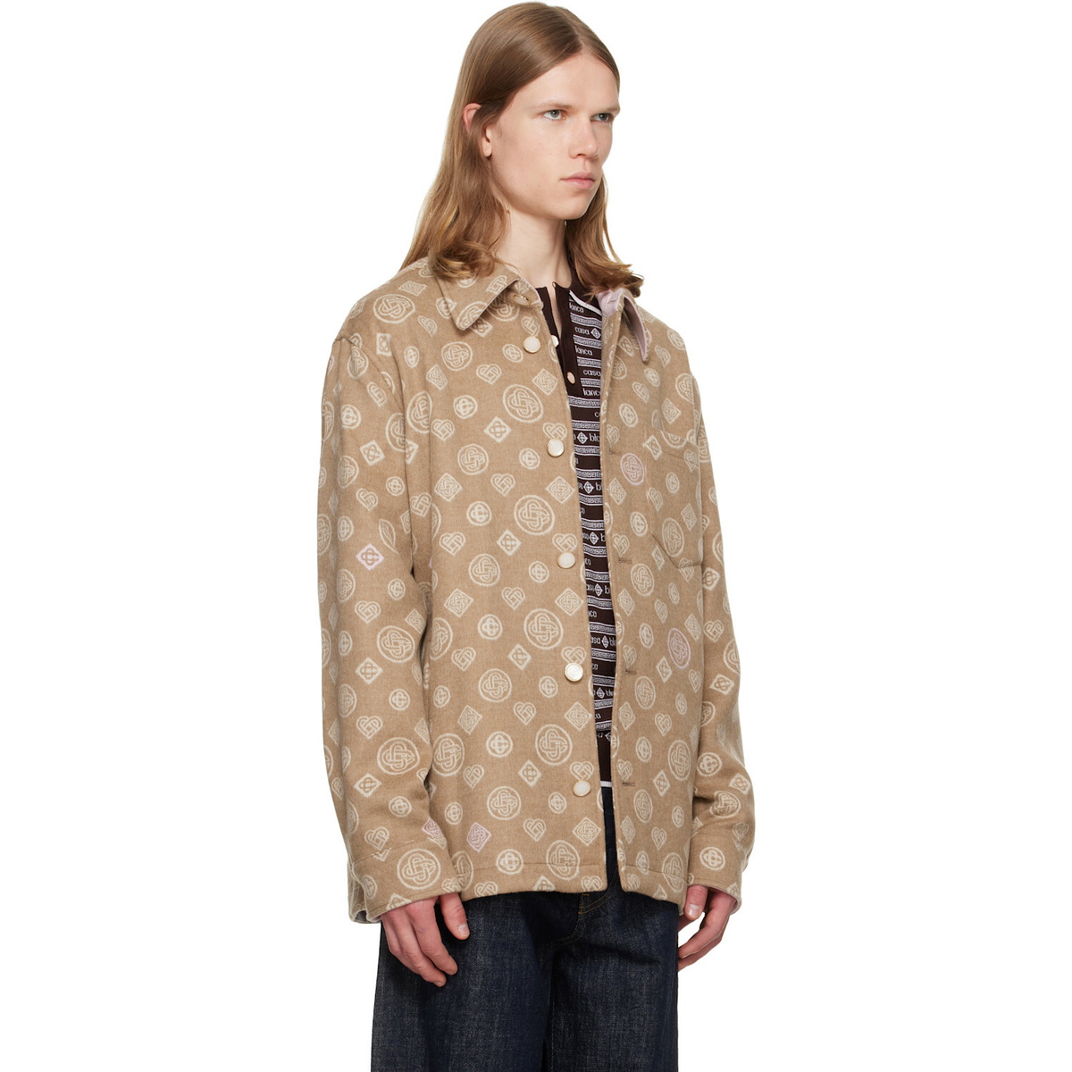 Casablanca Beige Monogram Wool Overshirt