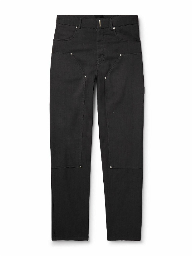 Photo: Givenchy - Straight-Leg Logo-Embellished Wool-Blend Twill Trousers - Black