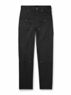 Givenchy - Straight-Leg Logo-Embellished Wool-Blend Twill Trousers - Black