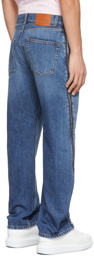 Alexander McQueen Blue Washed Zip Jeans